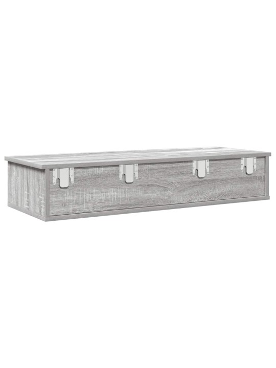 Nástěnná police se zásuvkami šedá sonoma 100x37,5x19cm kompozit