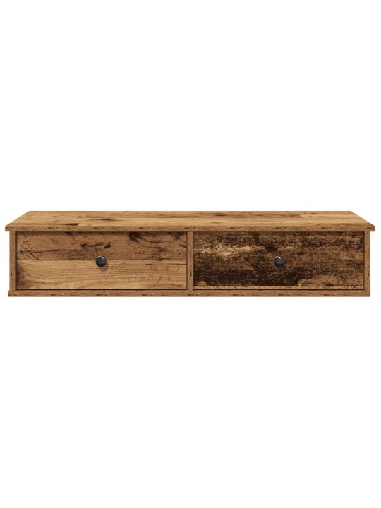 Nástěnná police se zásuvkami staré dřevo 100x37,5x19cm kompozit