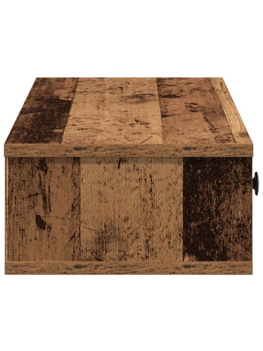 Nástěnná police se zásuvkami staré dřevo 100x37,5x19cm kompozit
