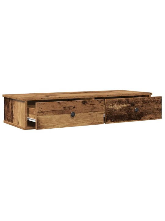 Nástěnná police se zásuvkami staré dřevo 100x37,5x19cm kompozit