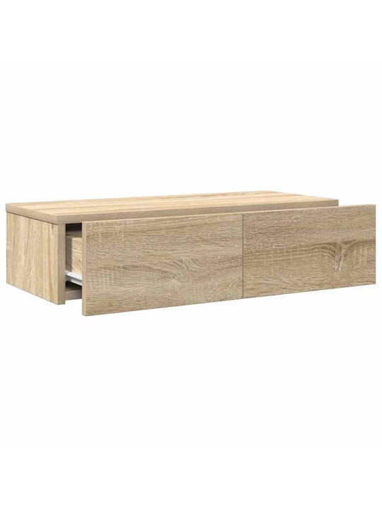 Nástěnná police se zásuvkami dub sonoma 60x26,5x15 cm kompozit