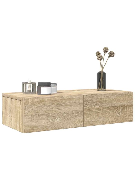 Nástěnná police se zásuvkami dub sonoma 60x26,5x15 cm kompozit