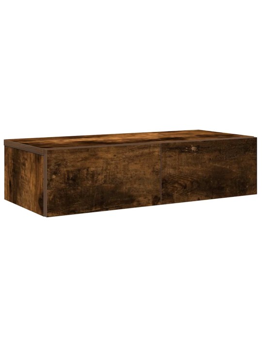 Nástěnná police se zásuvkami kouřový dub 60x26,5x15 cm kompozit