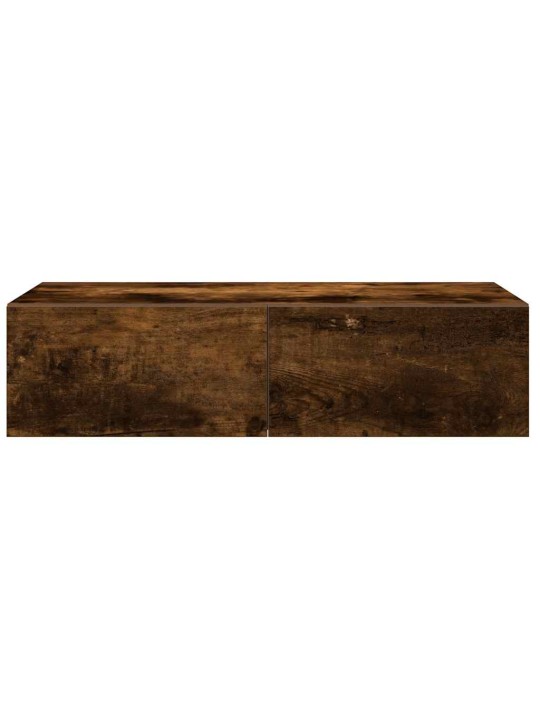 Nástěnná police se zásuvkami kouřový dub 60x26,5x15 cm kompozit