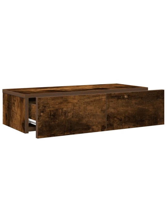 Nástěnná police se zásuvkami kouřový dub 60x26,5x15 cm kompozit