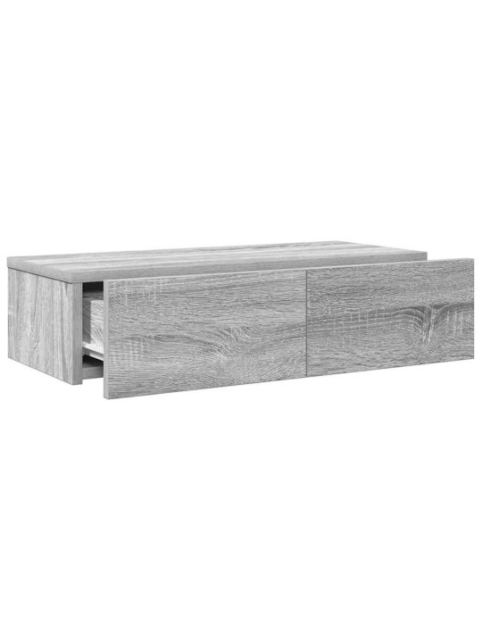 Nástěnná police se zásuvkami šedá sonoma 60x26,5x15 cm kompozit