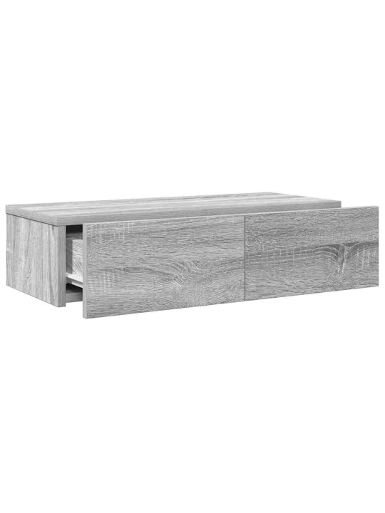 Nástěnná police se zásuvkami šedá sonoma 60x26,5x15 cm kompozit