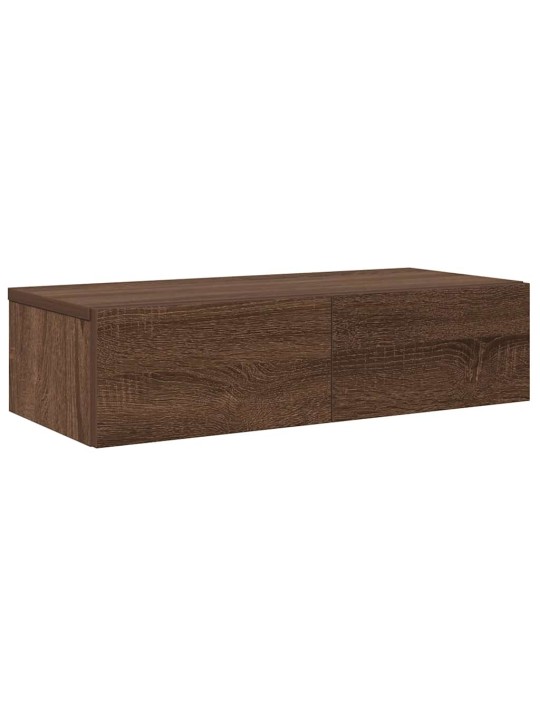 Nástěnná police se zásuvkami hnědý dub 60x26,5x15 cm kompozit