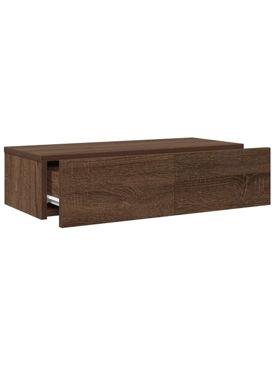 Nástěnná police se zásuvkami hnědý dub 60x26,5x15 cm kompozit