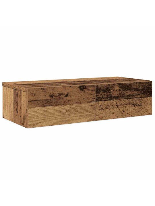 Nástěnná police se zásuvkami old wood 60x26,5x15 cm kompozit