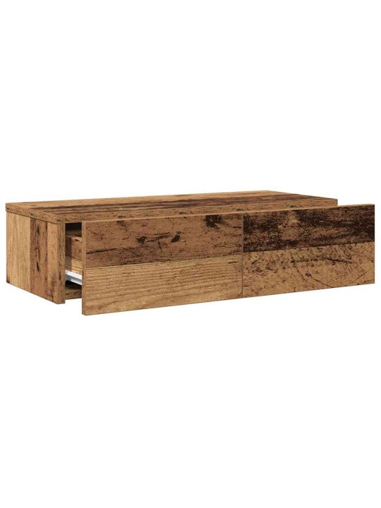Nástěnná police se zásuvkami old wood 60x26,5x15 cm kompozit