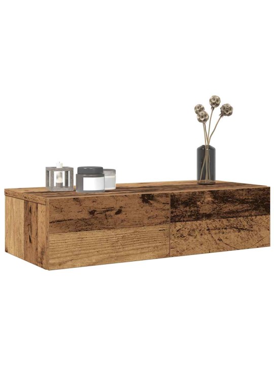 Nástěnná police se zásuvkami old wood 60x26,5x15 cm kompozit