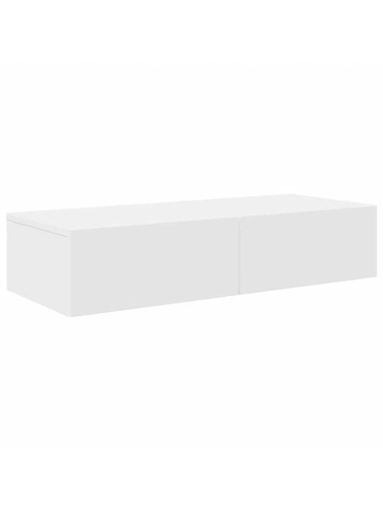 Nástěnná police se zásuvkami bílá 80x33x17 cm kompozitní dřevo