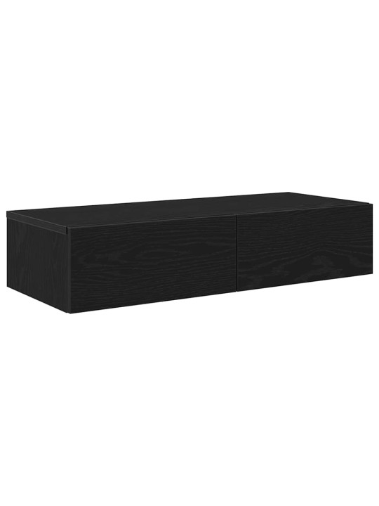 Nástěnná police se zásuvkami černá 80x33x17 cm kompozitní dřevo
