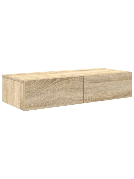 Nástěnná police se zásuvkami dub sonoma 80x33x17 cm kompozit