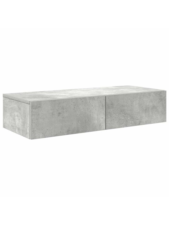 Nástěnná police se zásuvkami betonově šedá 80x33x17 cm kompozit