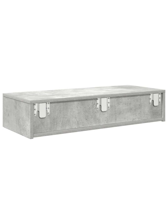 Nástěnná police se zásuvkami betonově šedá 80x33x17 cm kompozit