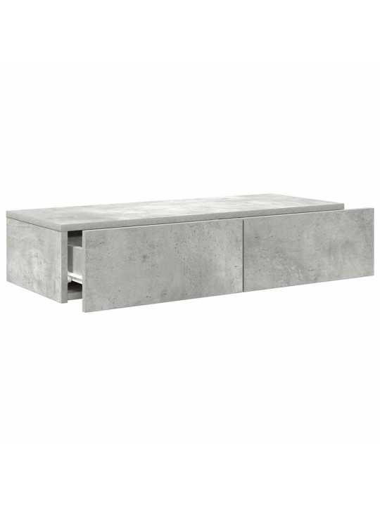 Nástěnná police se zásuvkami betonově šedá 80x33x17 cm kompozit