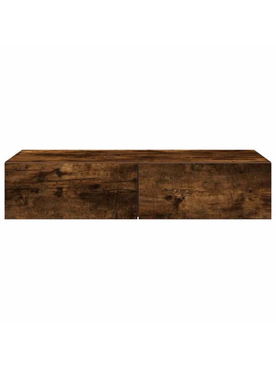 Nástěnná police se zásuvkami kouřový dub 80x33x17 cm kompozit