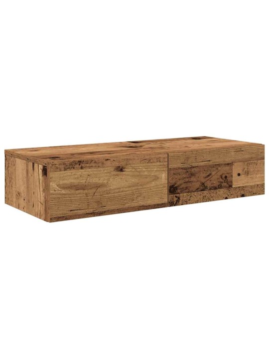 Nástěnná police se zásuvkami old wood 80 x 33 x 17 cm kompozit