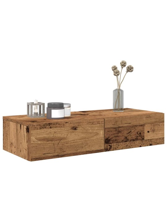 Nástěnná police se zásuvkami old wood 80 x 33 x 17 cm kompozit