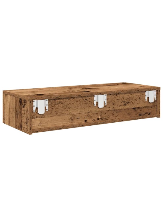 Nástěnná police se zásuvkami old wood 80 x 33 x 17 cm kompozit