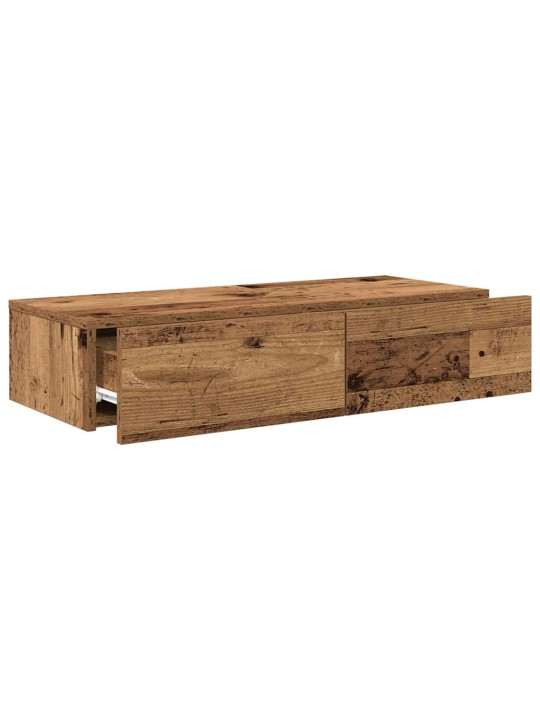 Nástěnná police se zásuvkami old wood 80 x 33 x 17 cm kompozit