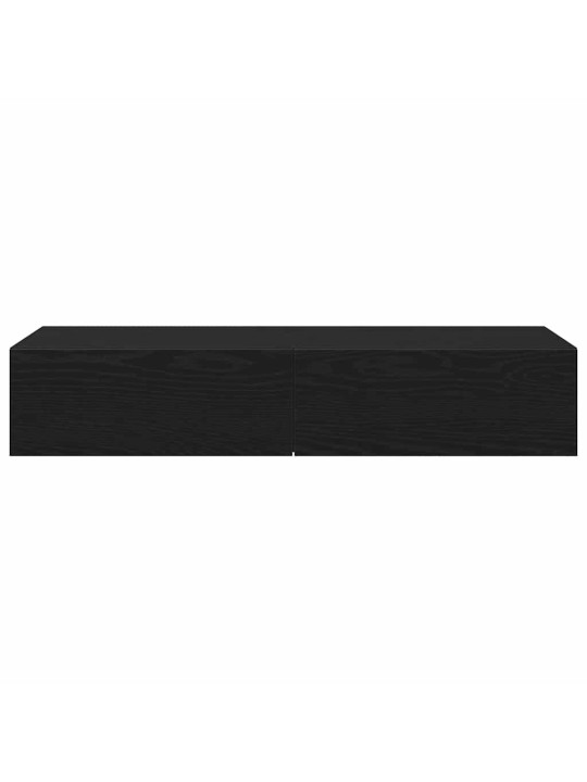 Nástěnná police se zásuvkami černá 100x36x19cm kompozitní dřevo