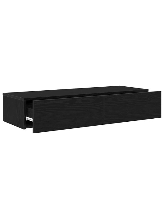 Nástěnná police se zásuvkami černá 100x36x19cm kompozitní dřevo