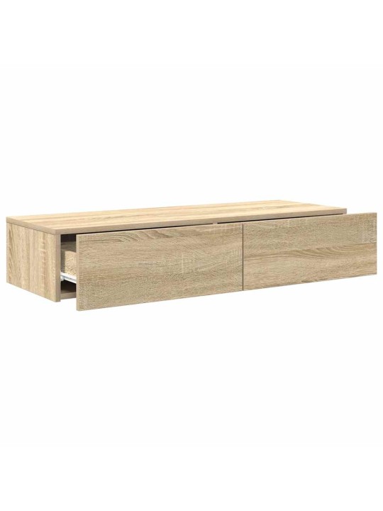 Nástěnná police se zásuvkami dub sonoma 100x36x19 cm kompozit