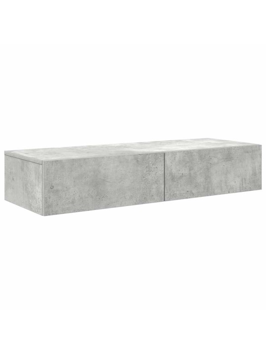 Nástěnná police se zásuvkami betonově šedá 100x36x19cm kompozit