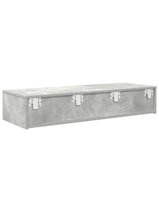 Nástěnná police se zásuvkami betonově šedá 100x36x19cm kompozit