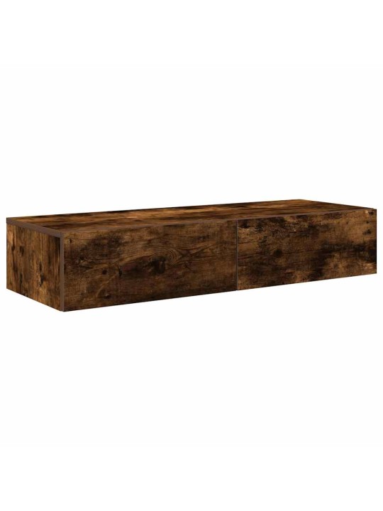 Nástěnná police se zásuvkami kouřový dub 100x36x19 cm kompozit