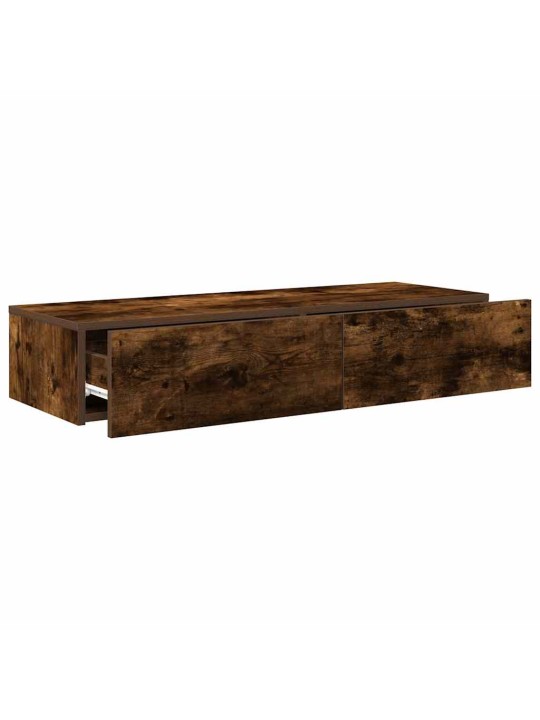 Nástěnná police se zásuvkami kouřový dub 100x36x19 cm kompozit