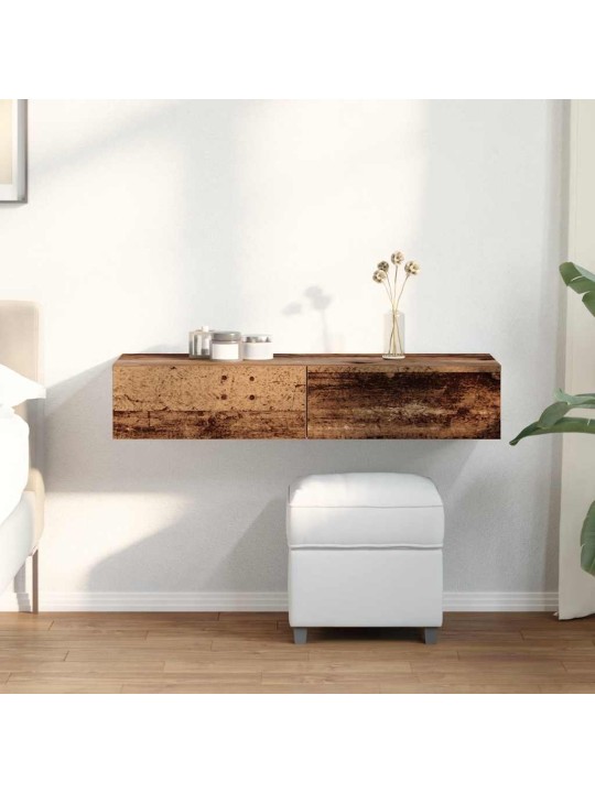 Nástěnná police se zásuvkami old wood 100 x 36 x 19 cm kompozit
