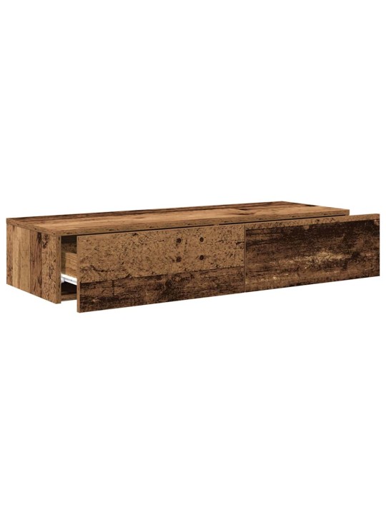 Nástěnná police se zásuvkami old wood 100 x 36 x 19 cm kompozit
