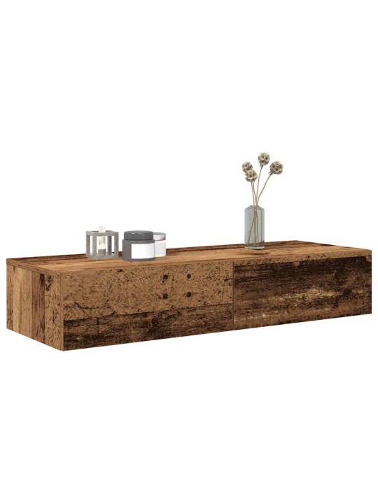 Nástěnná police se zásuvkami old wood 100 x 36 x 19 cm kompozit