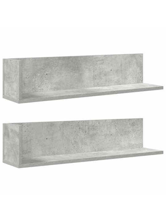 Nástěnné police 2 ks betonově šedé 75 x 16,5 x 16,5 cm kompozit