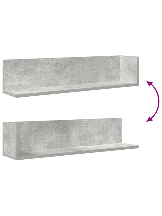 Nástěnné police 2 ks betonově šedé 75 x 16,5 x 16,5 cm kompozit