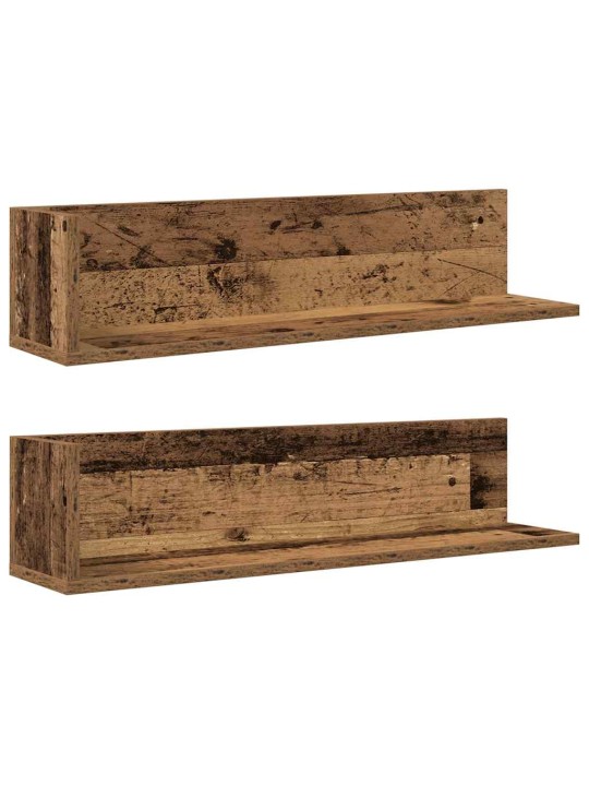 Nástěnné police 2 ks old wood 75x16,5x16,5 cm kompozitní dřevo