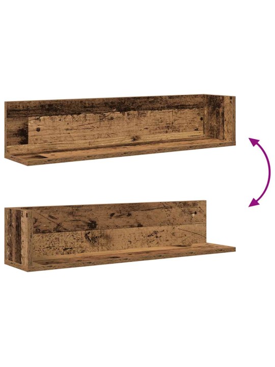 Nástěnné police 2 ks old wood 75x16,5x16,5 cm kompozitní dřevo