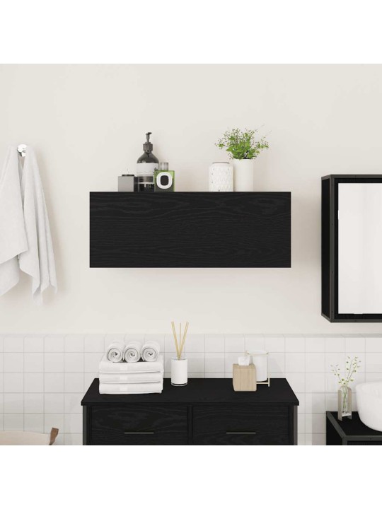 Koupelnová nástěnná skříňka černá 80x25x30 cm kompozitní dřevo