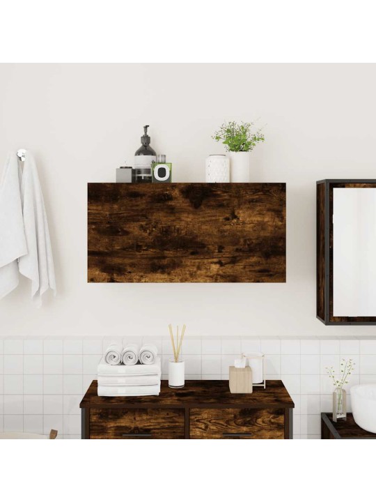 Koupelnová nástěnná skříňka kouřový dub 80x25x40 cm kompozit