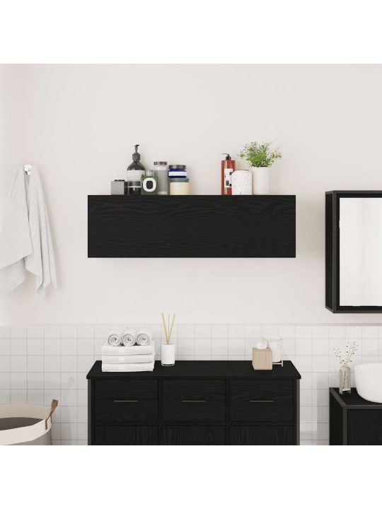Koupelnová nástěnná skříňka černá 100x25x30 cm kompozitní dřevo