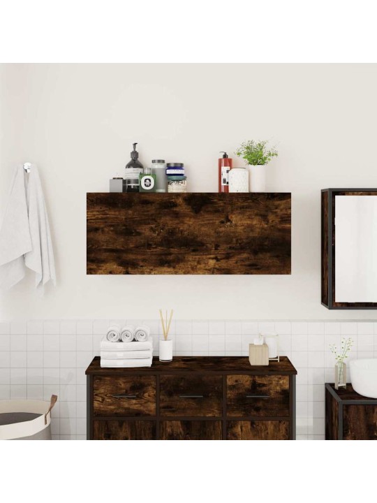 Koupelnová nástěnná skříňka kouřový dub 100x25x40 cm kompozit