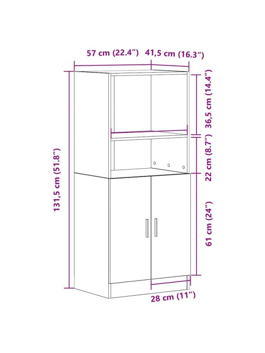 Kuchyňská skříňka kouřový dub 57x41,5x131,5 cm kompozitní dřevo