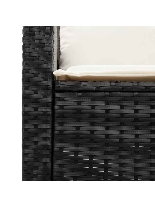 Zahradní pohovka 3-sedák s polštáři&stůl black poly rattan