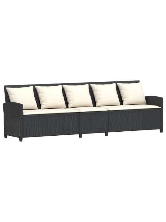 Zahradní pohovka 5-místná s polštáři black poly rattan