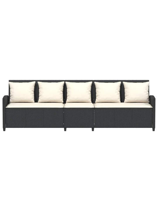 Zahradní pohovka 5-místná s polštáři black poly rattan