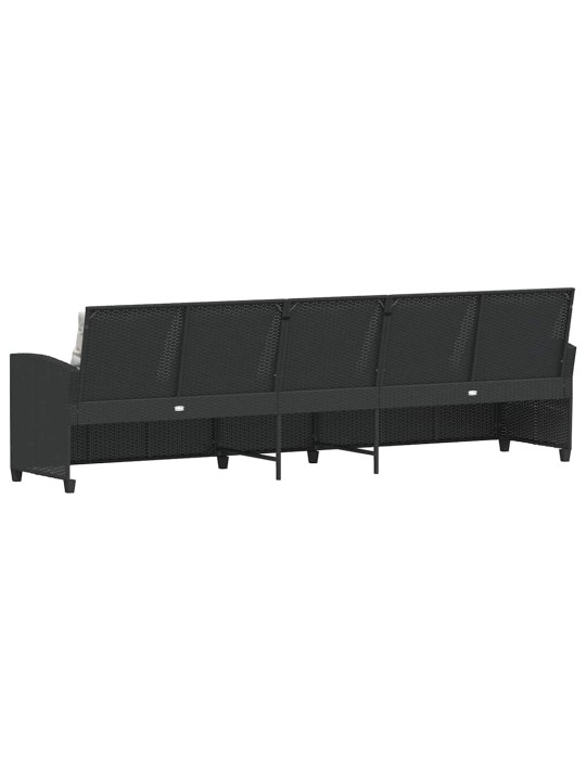 Zahradní pohovka 5-místná s polštáři black poly rattan
